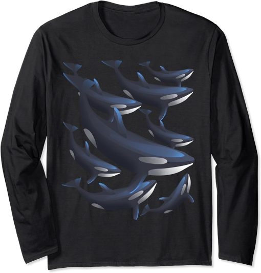 Killer Whale Oceanic Dolphin Sea Marine Mammal Orcas Long Sleeve T-Shirt