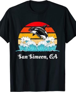 Vintage San Simeon CA Distressed Orca Killer Whale Art T-Shirt