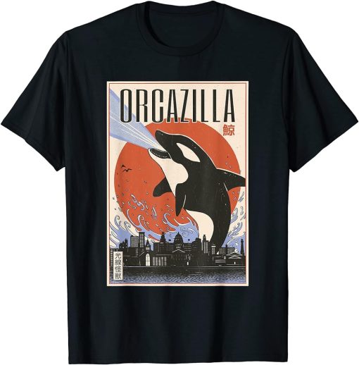 Orca-Whale Monster in Vintage Japanese Poster Orcazilla T-Shirt